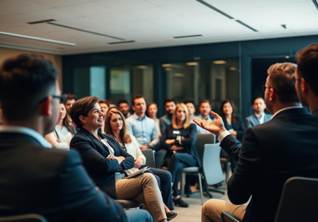 Speaker addressing a leadership gathering